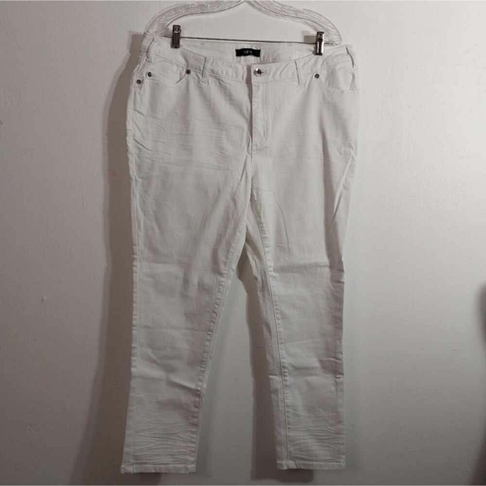 Ellos 5-Pocket White Skinny Cropped Cotton Stretch Denim Jeans Plus Size 18